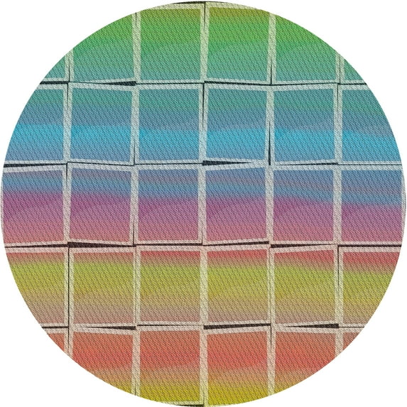 Ahgly Company Indoor Round Patterned Green Novelty Area Rugs, 3' Round