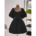 thumbnail image 6 of Plus Size Elegant Solid Color Waist Cinched Dress, Summer, 6 of 6