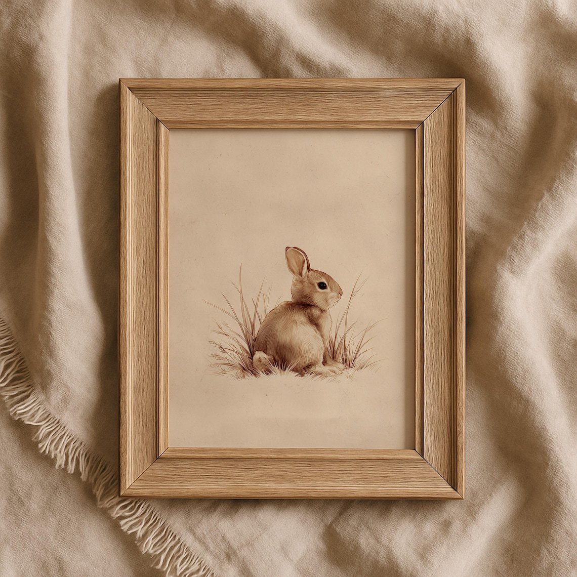 Vintage Rabbit Wall Art Print Neutral Nursery Decor