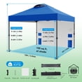 thumbnail image 3 of CHITOOMA 10 x 10ft Pop up Canopy Tent, Instant Outdoor Shelter Easy Portable Straight Leg Canopy Tent with Pockets Sidewall, Blue, 3 of 11