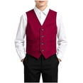 thumbnail image 6 of Odeerbi Teen Boys Suit Vest V Neck Button Waistcoat with 3 Pockets Formal Dress Vest for Wedding Party, 6 of 9