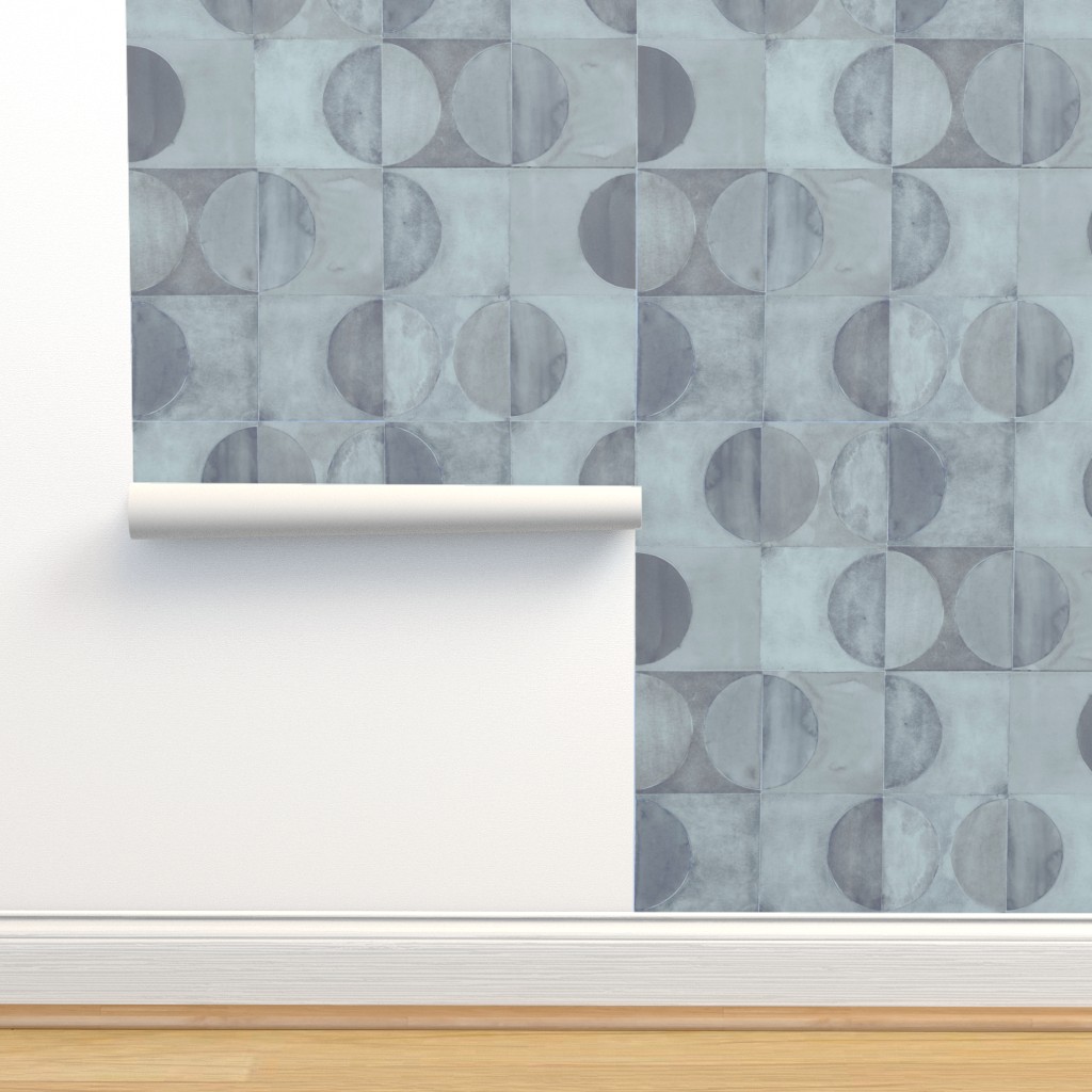 Peel & Stick Wallpaper Swatch - Industrial Blue Gray Tile 70S
