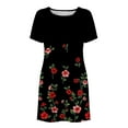 thumbnail image 3 of Pntutb Women's Plain Short Sleeve Loose Dress Floral Sunflower Print Dress, 3 of 6