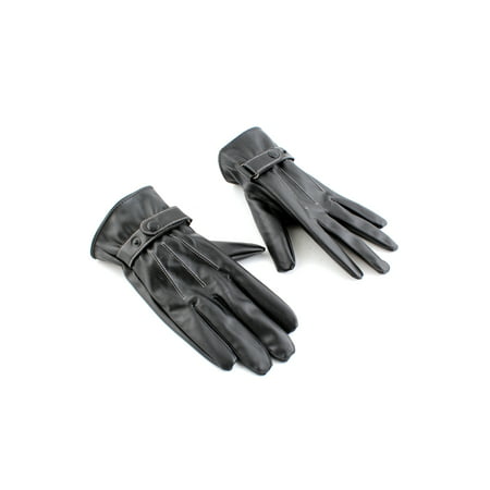 Men Winter Touch Screen PU Leather Motorcycle Full Finger Riding Driving Warm Gloves,