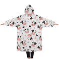 thumbnail image 2 of Oversized Wearable Blanket Hoodie,White Cow Geometric Pattern Sherpa Blanket Hoodie with Super Pockets,Super Warm Fuzzy Pullover for Women & Men, 2 of 6