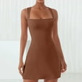 thumbnail image 2 of Robe Corsage à Encolure Carrée pour Femme - Robe Mini Évasée Extensible Sans Manches Type Camisole pour Fête et Boîte de Nuit, 2 of 5