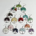 thumbnail image 4 of Xiao Hua Pendientes de piedra natural personalizados, hechos a mano, envueltos en seda, de plata, con colgante de árbol de la vida de cristal natural de 3 cm (multicolor)., 4 of 5