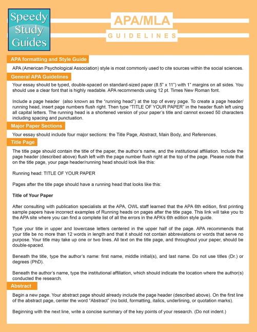 APA/MLA Guidelines (Speedy Study Guide)