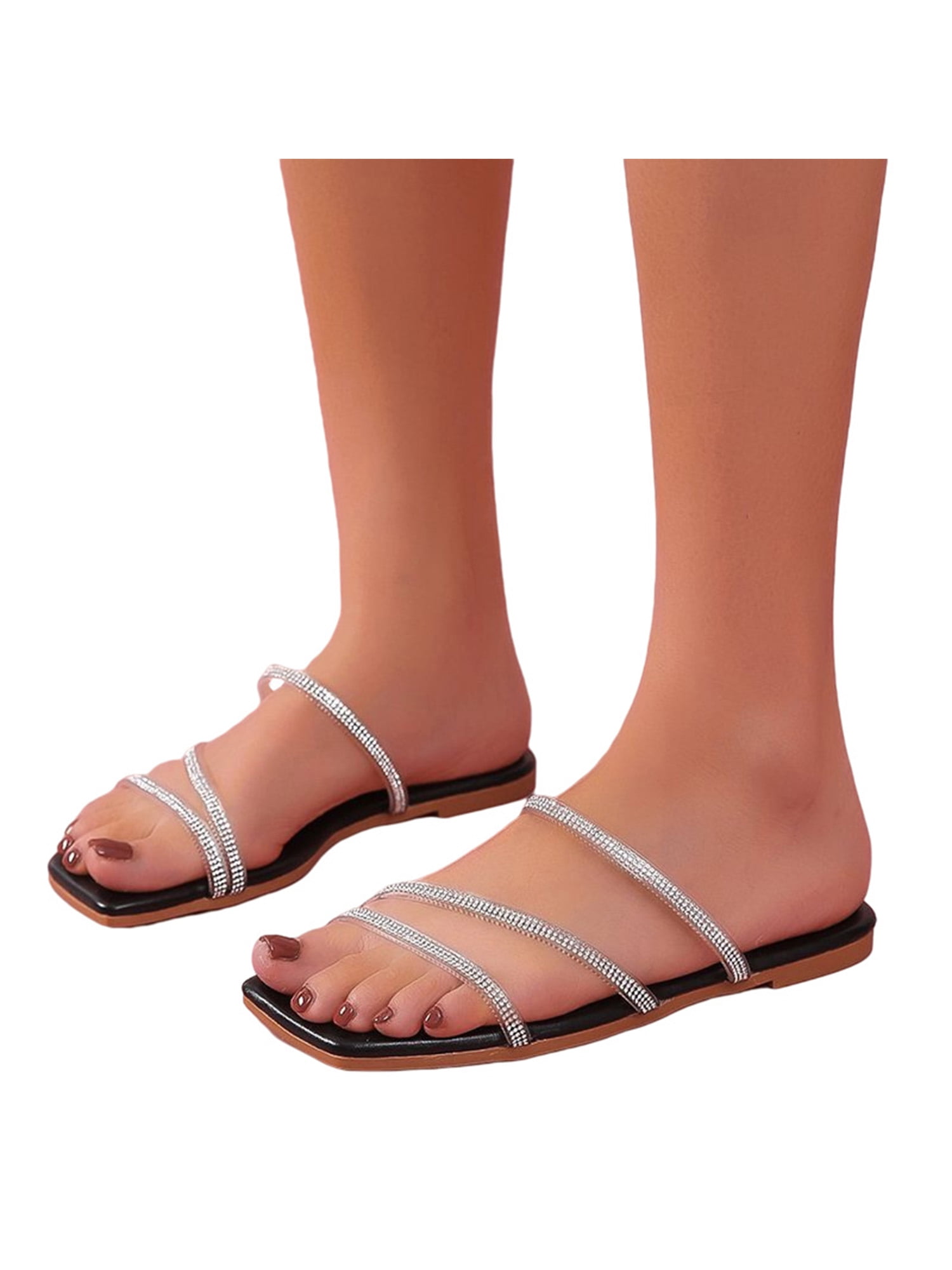 rhinestone flat sandals
