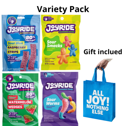 Joyride Gummy Candy Variety Pack Less Sugar 4 Count - Gift Incluided