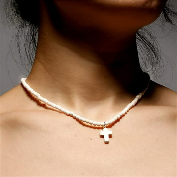 Women's Fashion Personality Pearl Cross Beaded Necklace