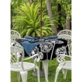 thumbnail image 3 of Outdoor Tablecloths with Umbrella Hole & Zipper, White Dandelion Round Tablecloth 54 Inch, Spring Flowers Botanical Vintage Black Waterproof Table Cloth, Patio/Pool/Picnic Table Covers, 3 of 8