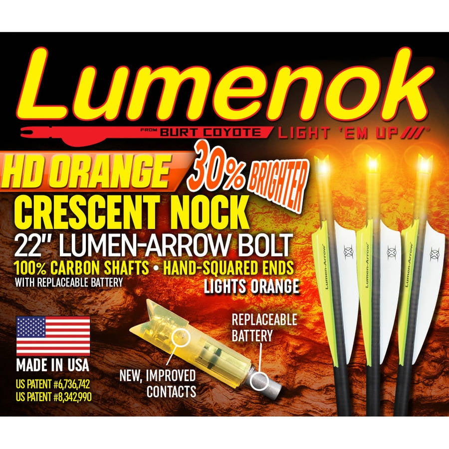 3PK yellow color half moon arrow nocks for carbon crossbow bolts with led light 