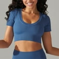 thumbnail image 4 of Timegard Crop Tops for Women Ribbed U Neck Short Sleeve Workout Yoga Tops Seamless Going out Tee Shirts, 4 of 6