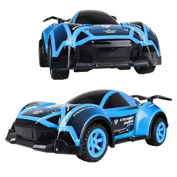Partheme Novelty Toys 2 Counts 2.4G Cool Light Music Remote Control Car Four-Way Drift Off-Road Toys Blue