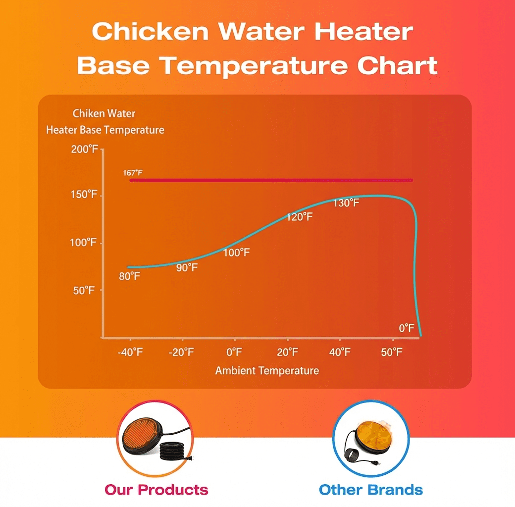 4TSL Chicken Waterer Heater, 80W Chicken Drinker Heated Base for Winter 15 in Chicken Water Heater with Thermostat