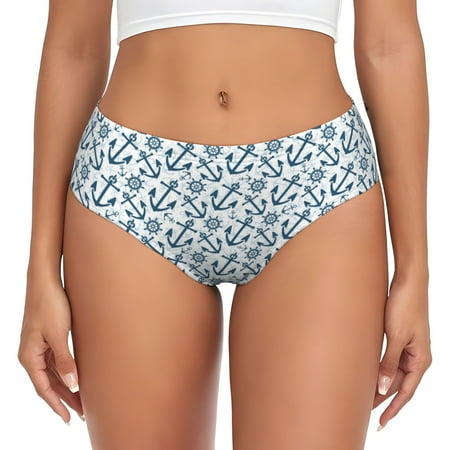 Womens Underwear - Nautical Theme Anchors No Show Seamless Underwear for Women  Soft Stretch Womens Panties  Hipster Ladies Panties Bikini Underwear Briefs