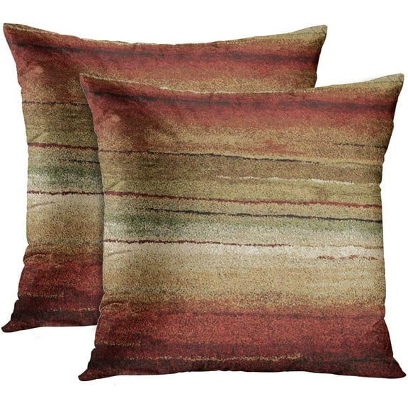 Set of 2 Throw Pillow Cover Western Tribal Geometric Brown Southwest Decorative Pillow Case Home Decor Square 18 x 18 Inch Pillowcase