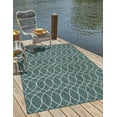 thumbnail image 2 of Unique Loom Outdoor Trellis Collection Area Rug - Gitter (4' x 6' Rectangle Teal/Ivory), 2 of 10