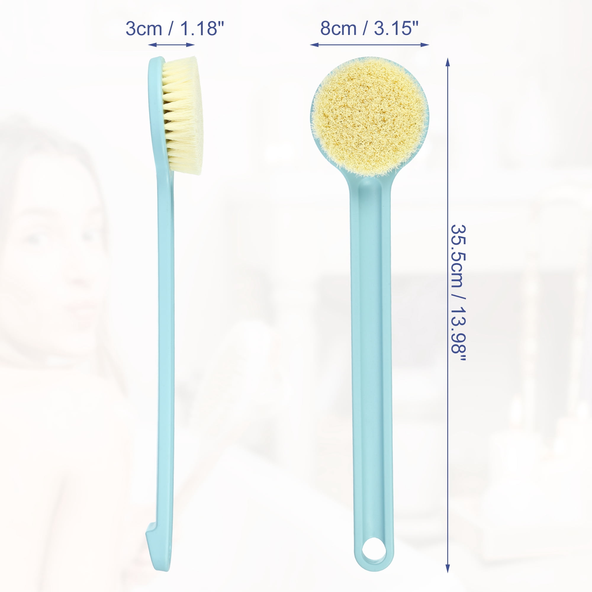 Unique Bargains Long Handle Back Scrubber Bath Brush for Shower 13.98"x3.15"x1.18" Blue