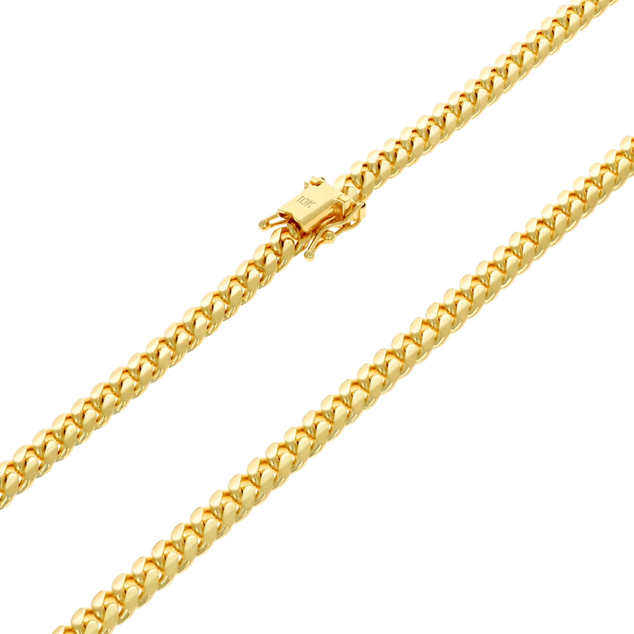 Nuragold 10k Real Yellow Gold Solid Miami Cuban Link 5mm Chain Necklace (16"-30") Italian Jewelry for Men