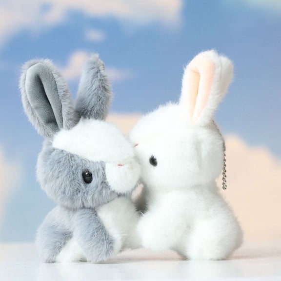 Cute Bunny Plush Keychain with Clip, Soft Stuffed Animal Backpack Charm, Adorable Rabbit Plushie Pendant for Bag Decoration