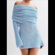 thumbnail image 4 of Vestido Elegante Tipo Suéter de con Hombros Descubiertos para Mujer, Ajustado, de Larga y Crochet Azul M, 4 of 7