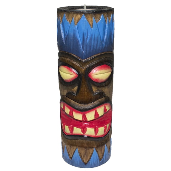 Hand Carved Hand Painted 8 Inch Tall Wooden Totem Pole Tealight Holder