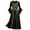 Black, variant on Fesfesfes Women's Plus Size Cool Patchwork Bandage Long Sleeve Robe Long Dress