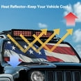 thumbnail image 4 of Jeiento American Flag Windshield Sun Shade for Jeep Wrangler JK JKU JL JLU1997-2024,Window Sun Visor for UV Rays & Heat Protection Easy to Install Heat Reflector-Keep Your Vehicle Cool, 4 of 6