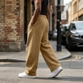 thumbnail image 3 of Men's Baggy Sweatpants Wide Leg Lounge Pants Drawstring Waist Loose Fit Jogging Trousers with Pockets Khaki 2XL, 3 of 5