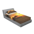 thumbnail image 3 of Ambesonne Beach Fitted Sheet & Pillow Sham Set, Romantic Sunset Scenery, Queen, Orange Yellow, 3 of 3