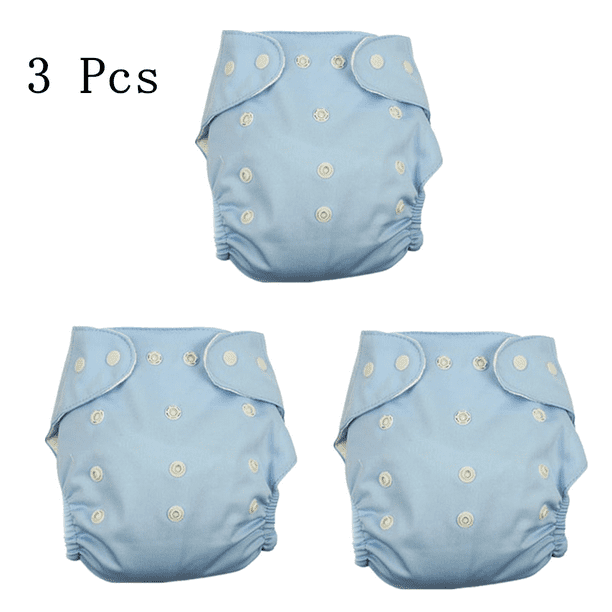 3Pack One size Cloth Diaper double hip snaps 6pcs Pack Fitted Pocket