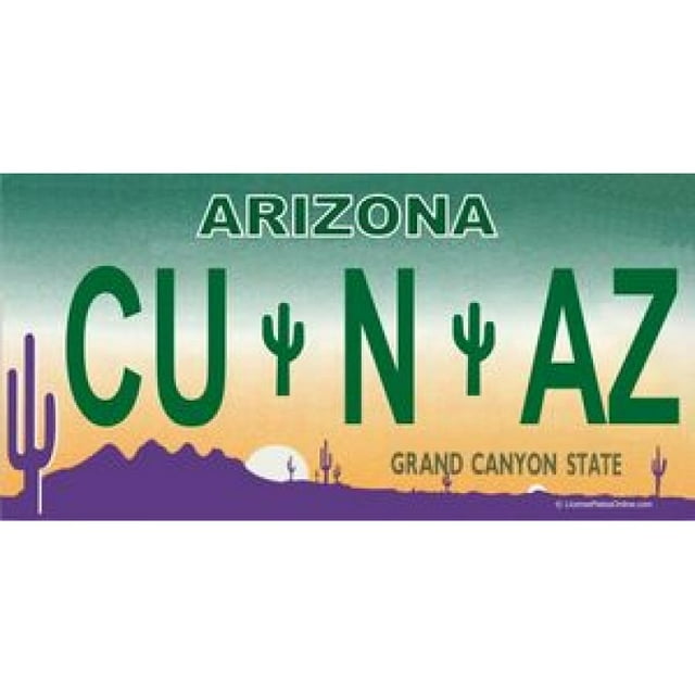 Arizona CU N AZ Photo License Plate Free Personalization on this Plate