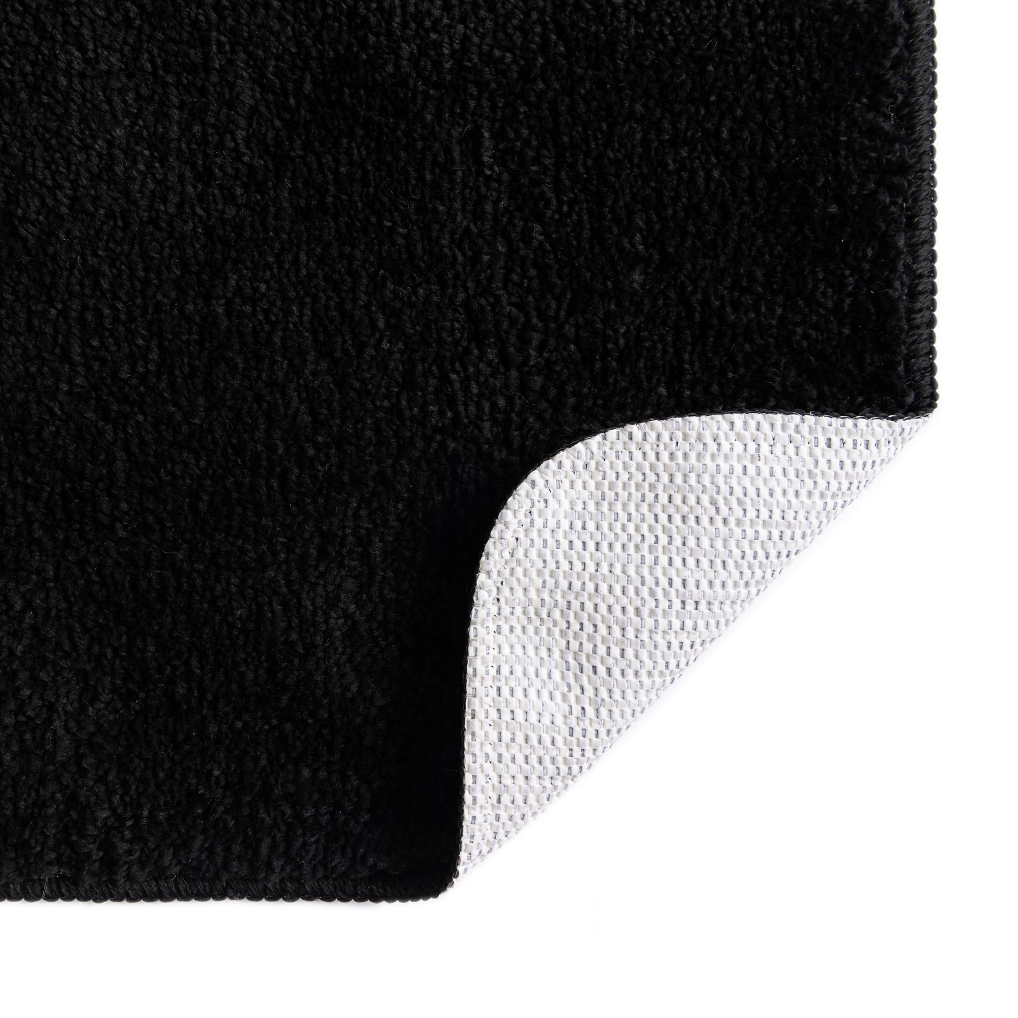 Rugs.com Bano Everyday Bath Mat Collection Rug – 1' 8 x 2' 7 Midnight Black Machine Washable Shag Bath Mat, Extra Soft and Absorbent, Non-Slip, Quick Dry, Perfect for Bathroom