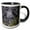 Black/White, variant on 3drose, Great Gray Owl in Snowstorm, Yellowstone Np, Wyoming, 11oz Two-tone Black Mug
