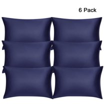 PiccoCasa Silky Satin Pillowcases 6 Pack Pillow Case Covers with Zipper, King Navy