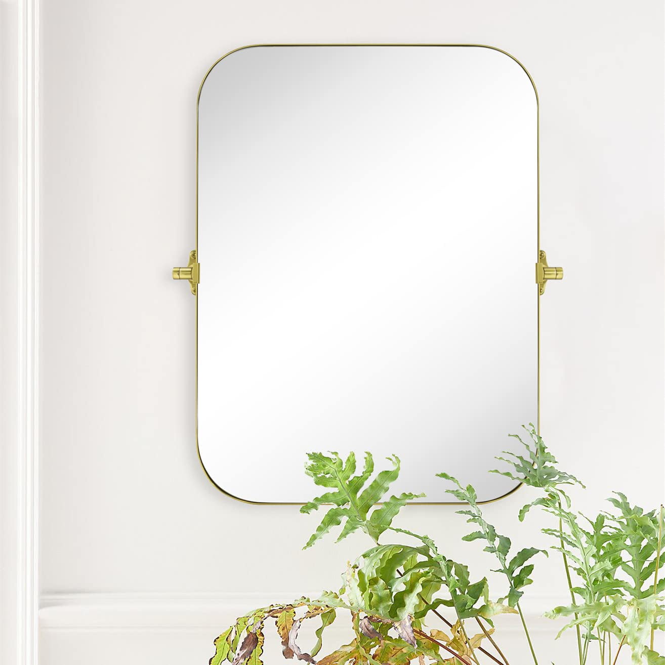 22x30" Gold Metal Framed Rectangular Pivoting Bathroom Mirror