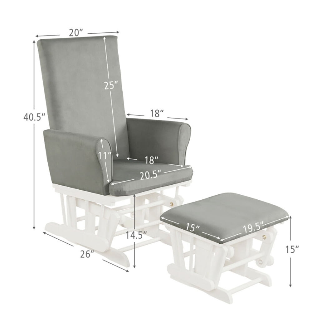 Barara King Recliner Chair, Reclining Chair,Lounge Chair,Baby Nursery Relax Rocker Rocking Chair Glider and Ottoman Cushion Set-Gray