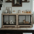 thumbnail image 2 of YIYADO Dog Crate Furniture with Two Combined Room, Large Double Dog Cage Furniture with Tray for Medium Large Dogs, 2 of 7