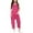 Hot Pink, variant on Girls' Casual V Strap Romper With Bow Print Solid Color Loose Casual Romper With Pocket Clothes