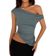 thumbnail image 1 of Remera PRETTYGARDEN Verano 2025 Top Asimétrico con Hombro Descubierto y Fruncido Talle L, 1 of 8