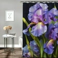 thumbnail image 2 of Pratyus Purple Flower Blue Printed Shower Curtain with Hooks, Chic Modern Bathroom Decor, Easy Care 100% Polyester Fiber 60x72, 2 of 7