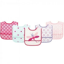 Luvable Friends Baby Girl Waterproof PEVA Bibs 5pk, Dragonfly, One Size
