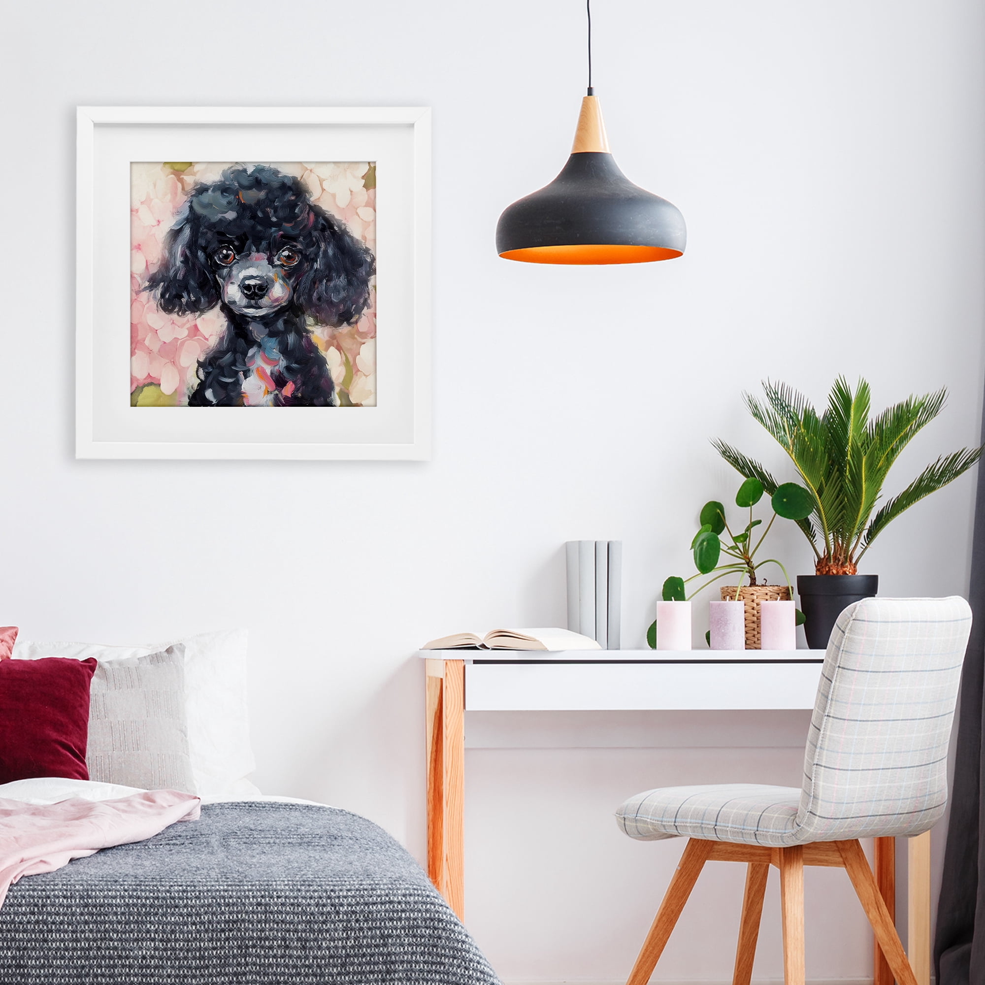 Stupell Industries Little Black Poodle White Framed Print Under Glass, design by Tina LeCour