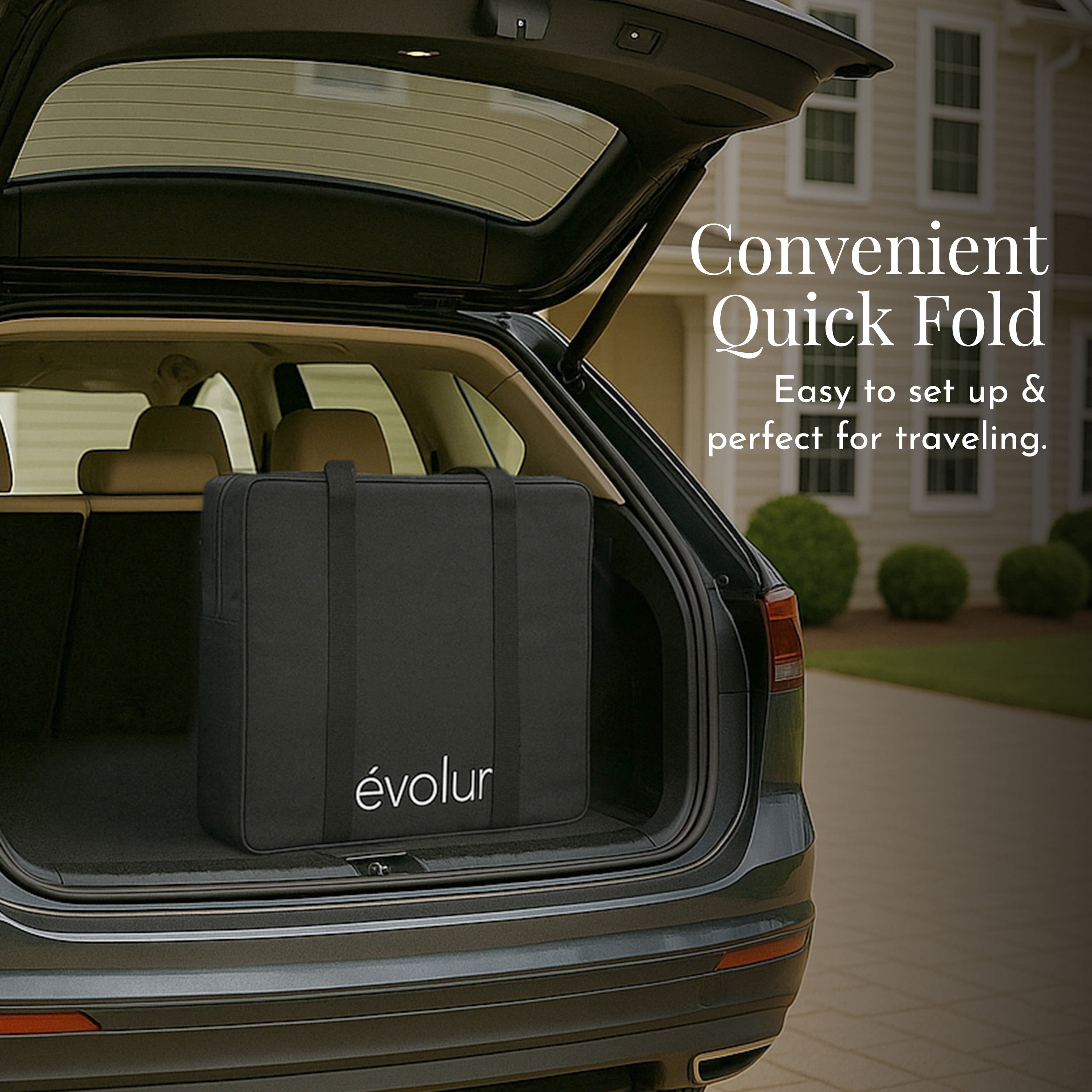Evolur Kinsley Quickfold Portable Bassinet, Dark Gray