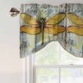 thumbnail image 5 of Tie Up Valances for Windows, Vintage Dragonfly Adjustable Valance Curtains Window Treatment for Living Room, Chic Country Yellow Animals Wood Grain Rod Pocket Kitchen Curtains & Drapes 42x12 Inch, 5 of 9