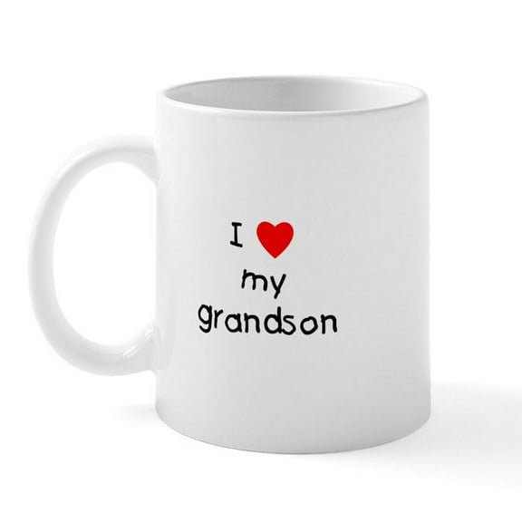 CafePress - I Love My Grandson Mug - 11 oz Ceramic Mug - Novelty Coffee Tea Cup