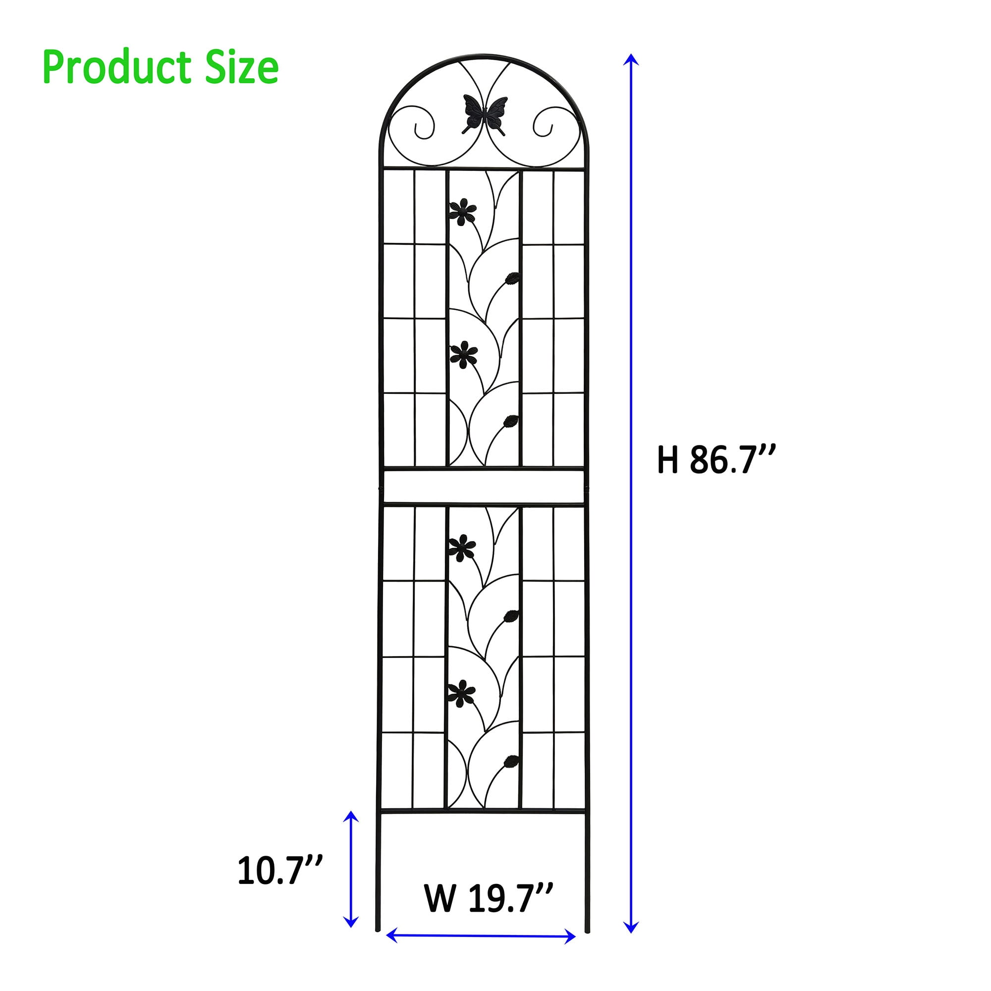 4 Pack 86" H Large Heavy Duty Garden Rustproof Iron Plant Trellis for Potted Plant Support Metal Climbing Rose Trellis Vine Vegetable Cucumber