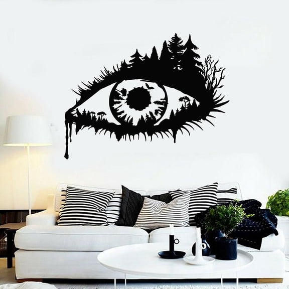 Vinyl Wall Decal Abstract Eye Nature Forest Tree Branches Wall Stickers for Home Bedroom Living Room Decoration Decals 42x32cm